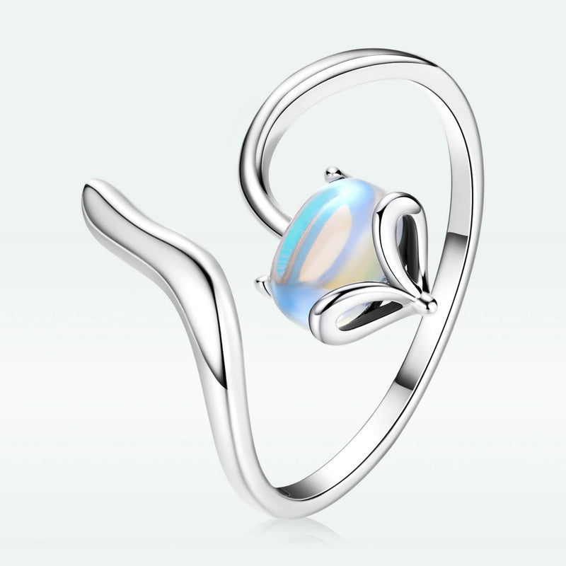 Bids.com 925 Sterling Silver 0.8 Carat Genuine Moonstone Ring for Women Rings