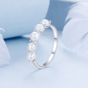 Bids.com 925 Sterling Silver Natural Pearl Platinum Plated Ring Size 6.0 for Women Rings