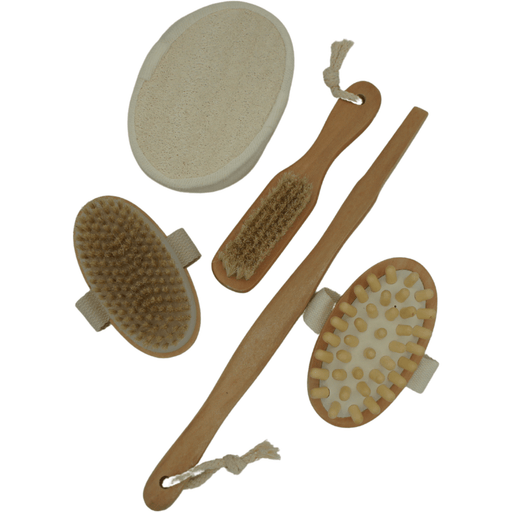 ZAQ Skin & Body - Luxuriate In The Best Shower & Bath Spa Set: Dry Brush, Stone Brush, Loofah Sponge