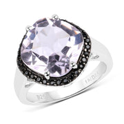 Bids.com 5.50 Carat Genuine Pink Amethyst & Black Spinel .925 Sterling Silver Ring Rings