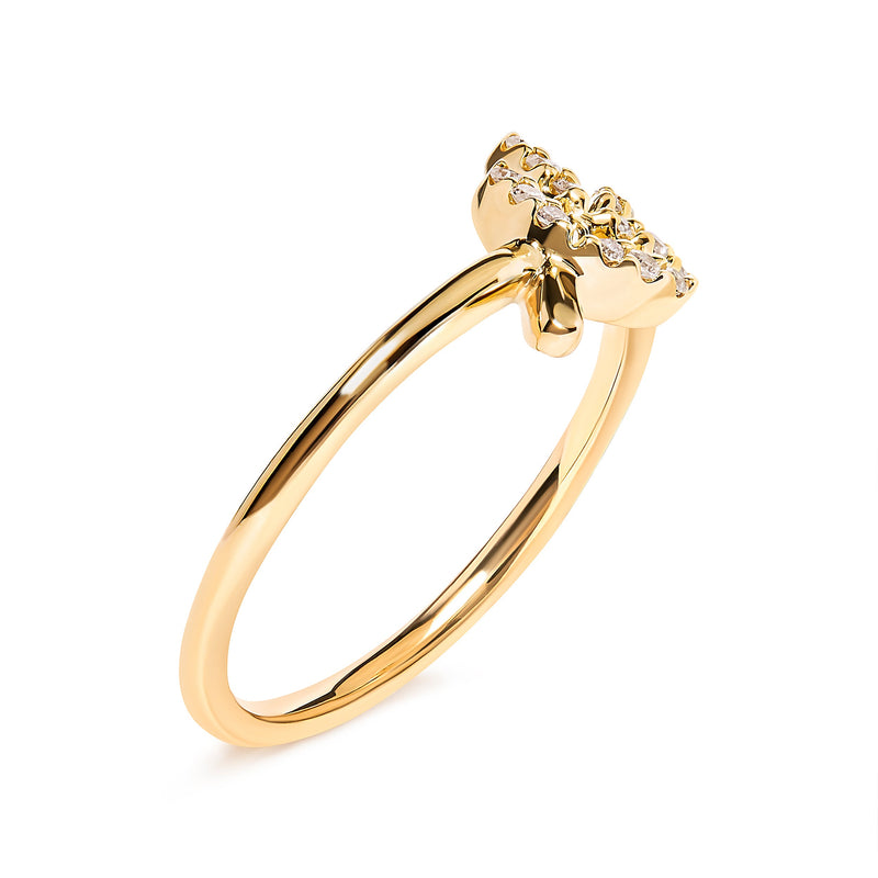 Bids.com 10K Yellow Gold 1/10 Cttw Diamond Leaf and Branch Ring (H-I Color, I1-I2 Clarity) - Ring Size 7 Rings