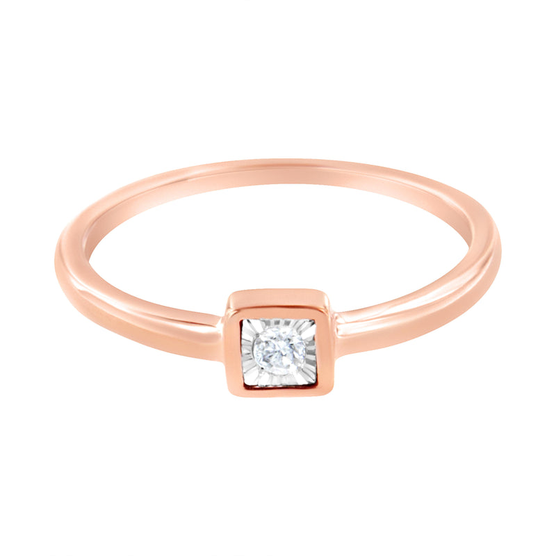 Bids.com 14K Rose Gold Plated .925 Sterling Silver 1/20 cttw Miracle Set Diamond Promise Ring (J-K Color, I1-I2 Clarity) - Size 6 Rings