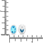 Bids.com 4.00 Carat Genuine Swiss Blue Topaz .925 Sterling Silver Earrings Earrings