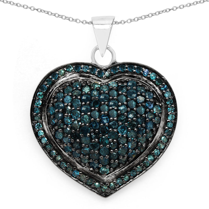 Bids.com 1.25 Carat Genuine Blue Diamond .925 Sterling Silver Pendant Pendants