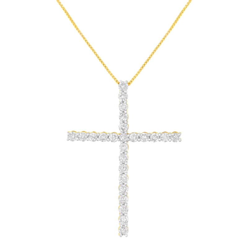 Bids.com .925 Sterling Silver 3.0 Cttw Round Shape Diamond 1-1/2" Cross Pendant with Box Chain Necklace (I-J Color, I2-I3 Clarity) - 18" Necklaces