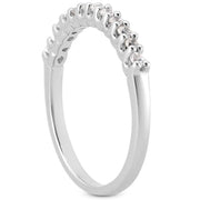 Bids.com 14k White Gold Fancy U Setting Shared Prong Diamond Wedding Ring Band Rings
