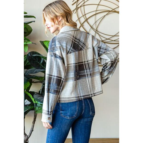 Reborn J Plaid Button Up Long Sleeve Shacket