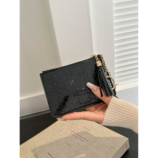 PU Leather Tassel Trim Card Case