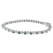 Bids.com 14K White Gold Round-Cut Blue Diamonds Bracelet (3.00 cttw, Blue Color, Clarity) Bracelets