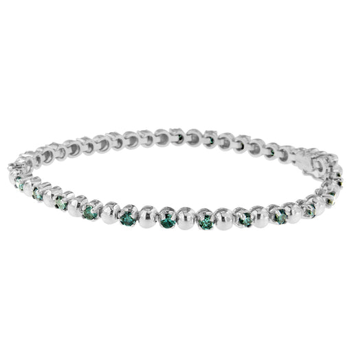 Bids.com 14K White Gold Round-Cut Blue Diamonds Bracelet (3.00 cttw, Blue Color, Clarity) Bracelets