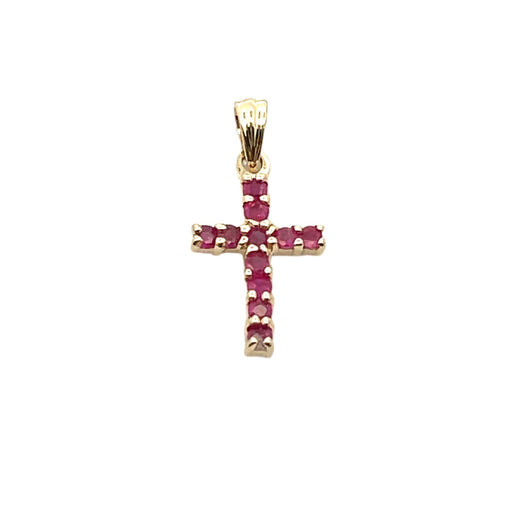 Bids.com .21ct Ruby Cross Religious Pendant 10KT Yellow Gold Pendants