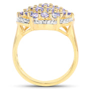 Bids.com 14K Yellow Gold Plated 1.52 Carat Genuine Tanzanite .925 Sterling Silver Ring Rings