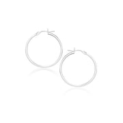 Bids.com 14k White Gold Polished Hoop Earrings (20 mm) Earrings