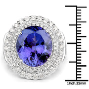 Bids.com 10.79 Carat Genuine Tanzanite and White Diamond 18K White Gold Ring Rings