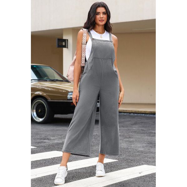 Pocketed Wide Leg Overall