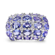 Bids.com 7.29 Carat Genuine Tanzanite and White Topaz .925 Sterling Silver Ring Rings