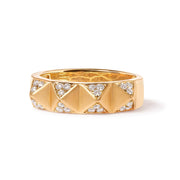 Bids.com 14K Yellow Gold 1/4 Cttw White Diamond Pyramid Band Ring (G-H Color, SI1-SI2 Clarity)- Size 7 Rings