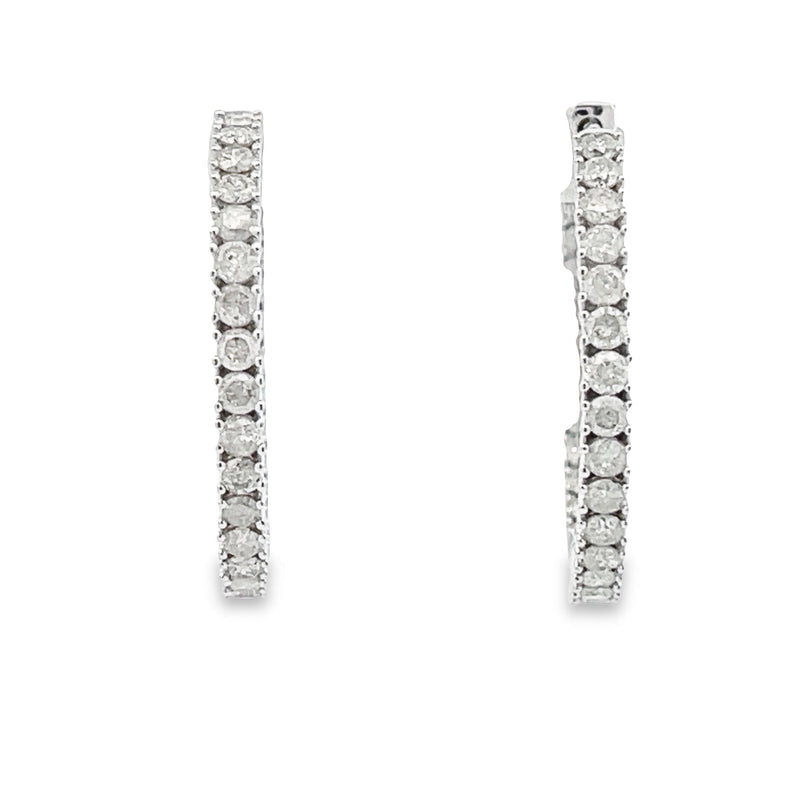 Bids.com 1.53ct Diamond Hoop Earrings 10KT White Gold Earrings