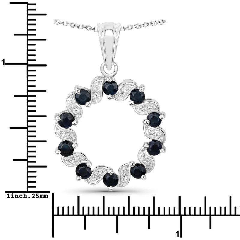 Bids.com 1.30 Carat Genuine Blue Sapphire and White Topaz .925 Sterling Silver Pendant Pendants