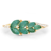 Bids.com 0.68 Carat Genuine Zambian Emerald and White Diamond 14K Yellow Gold Ring Rings