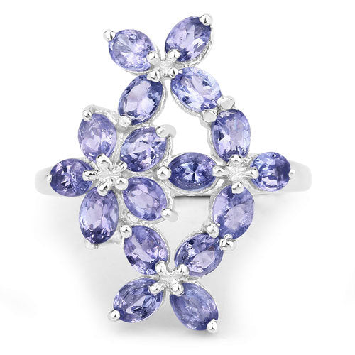 Bids.com 2.89 Carat Genuine Tanzanite .925 Sterling Silver Ring Rings