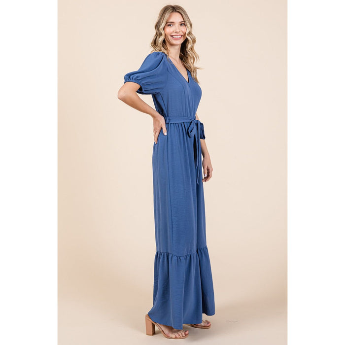 GeeGee V-Neck Belted Wide Leg Jumpsuit