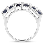 Bids.com 3.66 Carat Genuine Blue Sapphire and White Topaz .925 Sterling Silver Ring Rings