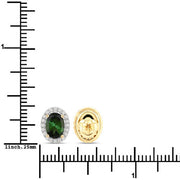 Bids.com 1.92 Carat Genuine Green Tourmaline and White Diamond 14K Yellow Gold Earrings Earrings