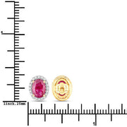 Bids.com 1.96 Carat Genuine Ruby and White Diamond 14K Yellow Gold Earrings Earrings
