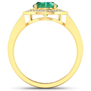 Bids.com 1.87 Carat Genuine Zambian Emerald and White Diamond 14K Yellow Gold Ring Rings
