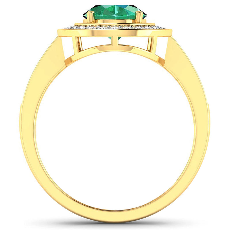 Bids.com 1.87 Carat Genuine Zambian Emerald and White Diamond 14K Yellow Gold Ring Rings