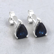 Bids.com 1.60 Carat Genuine Blue Sapphire 10K White Gold Earrings Earrings