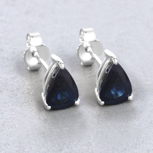 Bids.com 1.60 Carat Genuine Blue Sapphire 10K White Gold Earrings Earrings