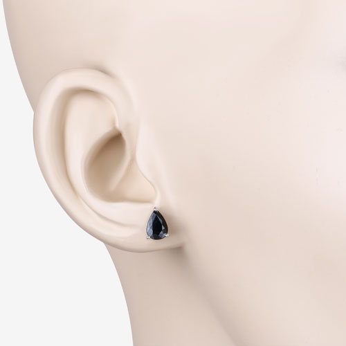 Bids.com 1.60 Carat Genuine Blue Sapphire 10K White Gold Earrings Earrings