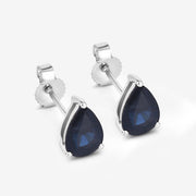Bids.com 1.60 Carat Genuine Blue Sapphire 10K White Gold Earrings Earrings