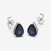 Bids.com 1.60 Carat Genuine Blue Sapphire 10K White Gold Earrings Earrings