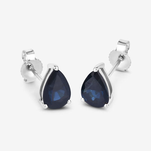 Bids.com 1.60 Carat Genuine Blue Sapphire 10K White Gold Earrings Earrings