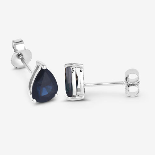 Bids.com 1.60 Carat Genuine Blue Sapphire 10K White Gold Earrings Earrings