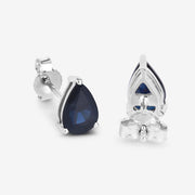 Bids.com 1.60 Carat Genuine Blue Sapphire 10K White Gold Earrings Earrings