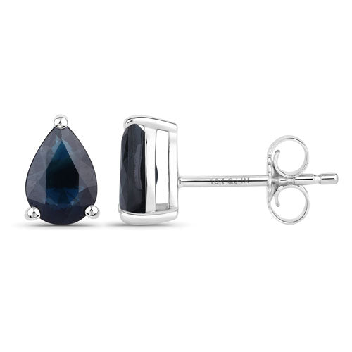 Bids.com 1.60 Carat Genuine Blue Sapphire 10K White Gold Earrings Earrings