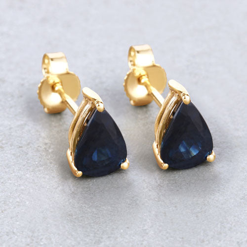 Bids.com 1.60 Carat Genuine Blue Sapphire 10K Yellow Gold Earrings Earrings