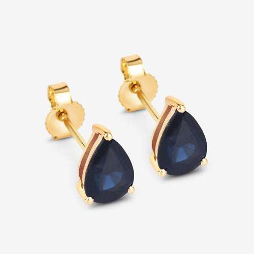 Bids.com 1.60 Carat Genuine Blue Sapphire 10K Yellow Gold Earrings Earrings