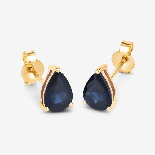 Bids.com 1.60 Carat Genuine Blue Sapphire 10K Yellow Gold Earrings Earrings