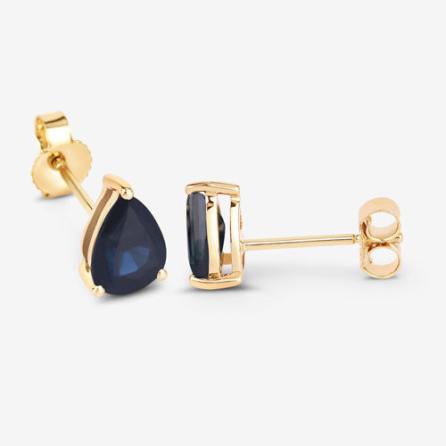 Bids.com 1.60 Carat Genuine Blue Sapphire 10K Yellow Gold Earrings Earrings