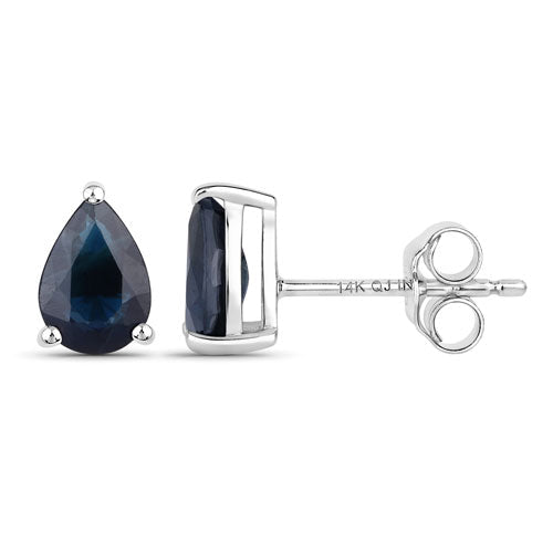 Bids.com 1.60 Carat Genuine Blue Sapphire 14K White Gold Earrings Earrings