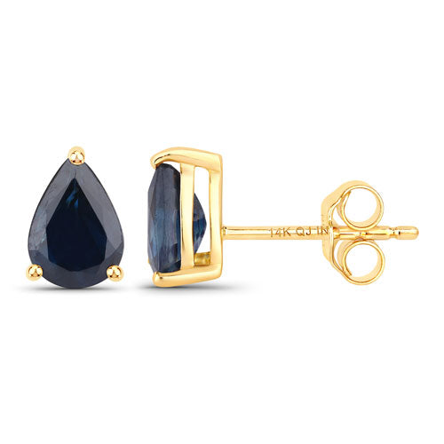 Bids.com 1.60 Carat Genuine Blue Sapphire 14K Yellow Gold Earrings Earrings