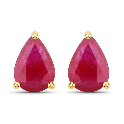 Bids.com 1.60 Carat Genuine Ruby 10K Yellow Gold Earrings Earrings