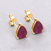 Bids.com 1.60 Carat Genuine Ruby 10K Yellow Gold Earrings Earrings