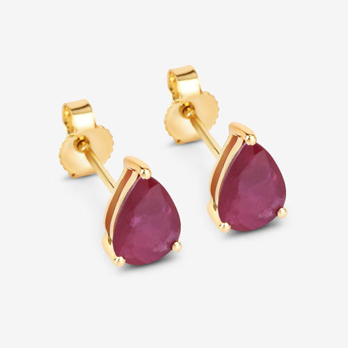 Bids.com 1.60 Carat Genuine Ruby 10K Yellow Gold Earrings Earrings