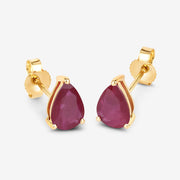 Bids.com 1.60 Carat Genuine Ruby 10K Yellow Gold Earrings Earrings